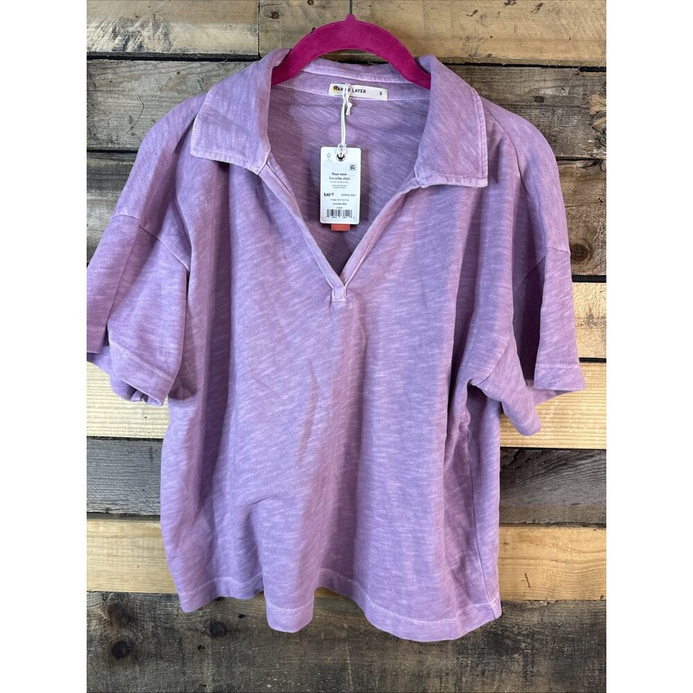 Marine Layer Vintage Slub Polo Tee, Lavender Must, Small
